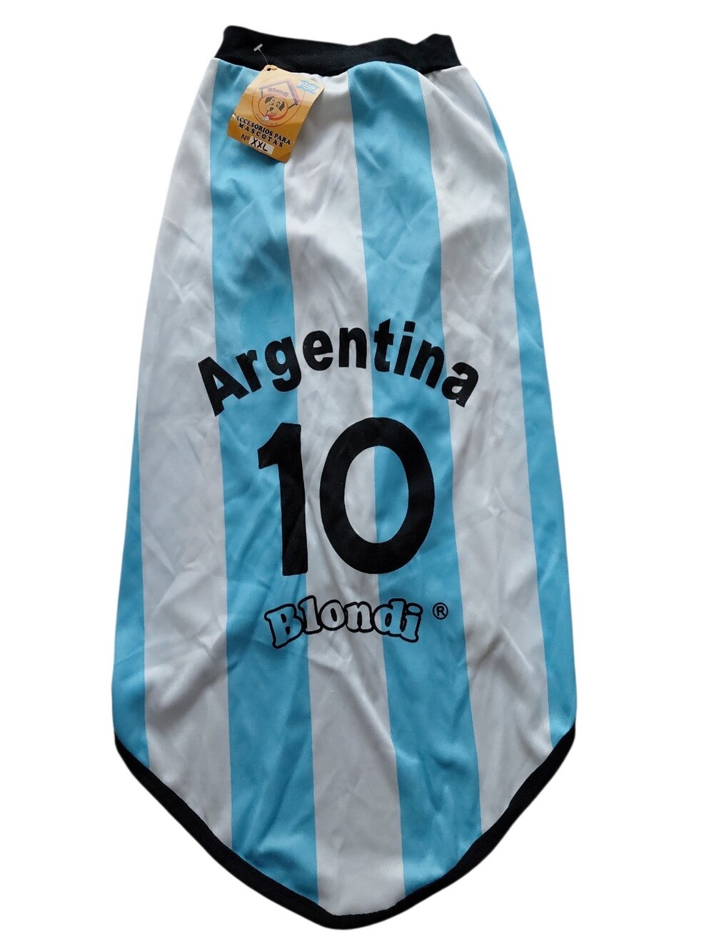 Blondi Argentina Soccer Dog Shirt Light Blue & White #10 World Cup Winners XXL